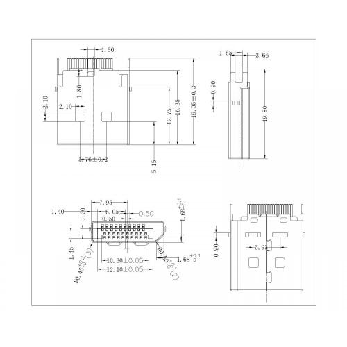 Hiển thị cổng prug straddle 1.6mm mà không cần móc