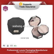 Black leather small jewelry display box with tray (WH-0576)