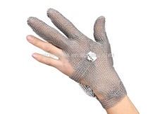 Three /five finger glove with stainless steel chain mail ring mesh