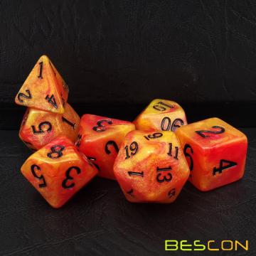 Série de jeux de dés en pierre magique Bescon, 7pcs Polyhedral RPG Dice Set Pierre Aura, Tinbox Set