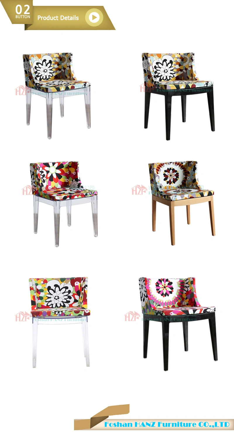 Flower Fabric PC Leg Chair Restaurant Furniture