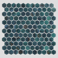 Hexagonal Mosaic Glass Green Wall Kitchen Backsplash Brick