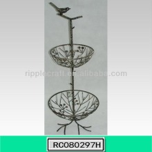 2-Tier Free Standing Laundry Metal Basket Holder