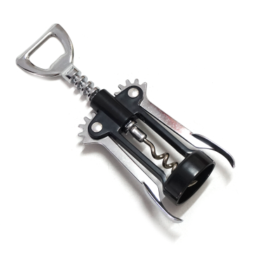 Portable Lightweight Zinc Chrome-plated Black Wine Corkscrew