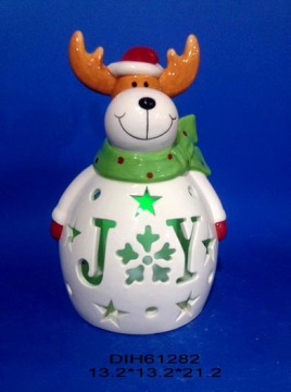 Color-Changing LED Lighted Ceramic Reindeer