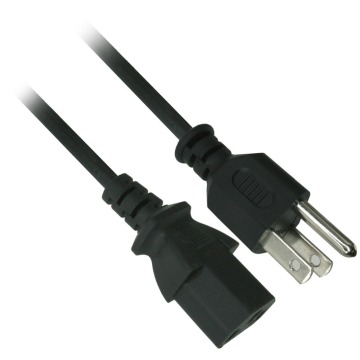 Type B non-polarized US 3 pin plug top to IEC C13 plug power cord