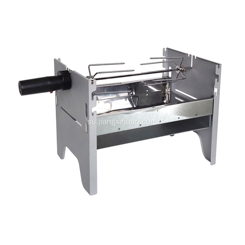Portabel Arang BBQ grill kalawan Rotisserie Motor Kit