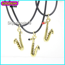Wholesale Metal Alloy Gold Saxophone Charm Necklace