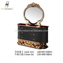 Black carved base dresser draws with mirror in black and match louis xvi bedroom