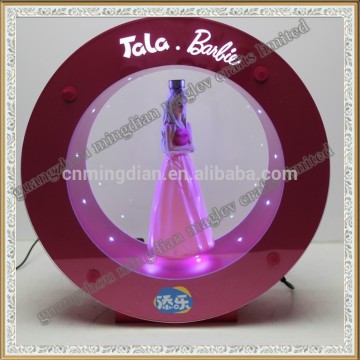 magnetic levitating Barbie bottle display,acrylic lighting magnetic floating bottle display