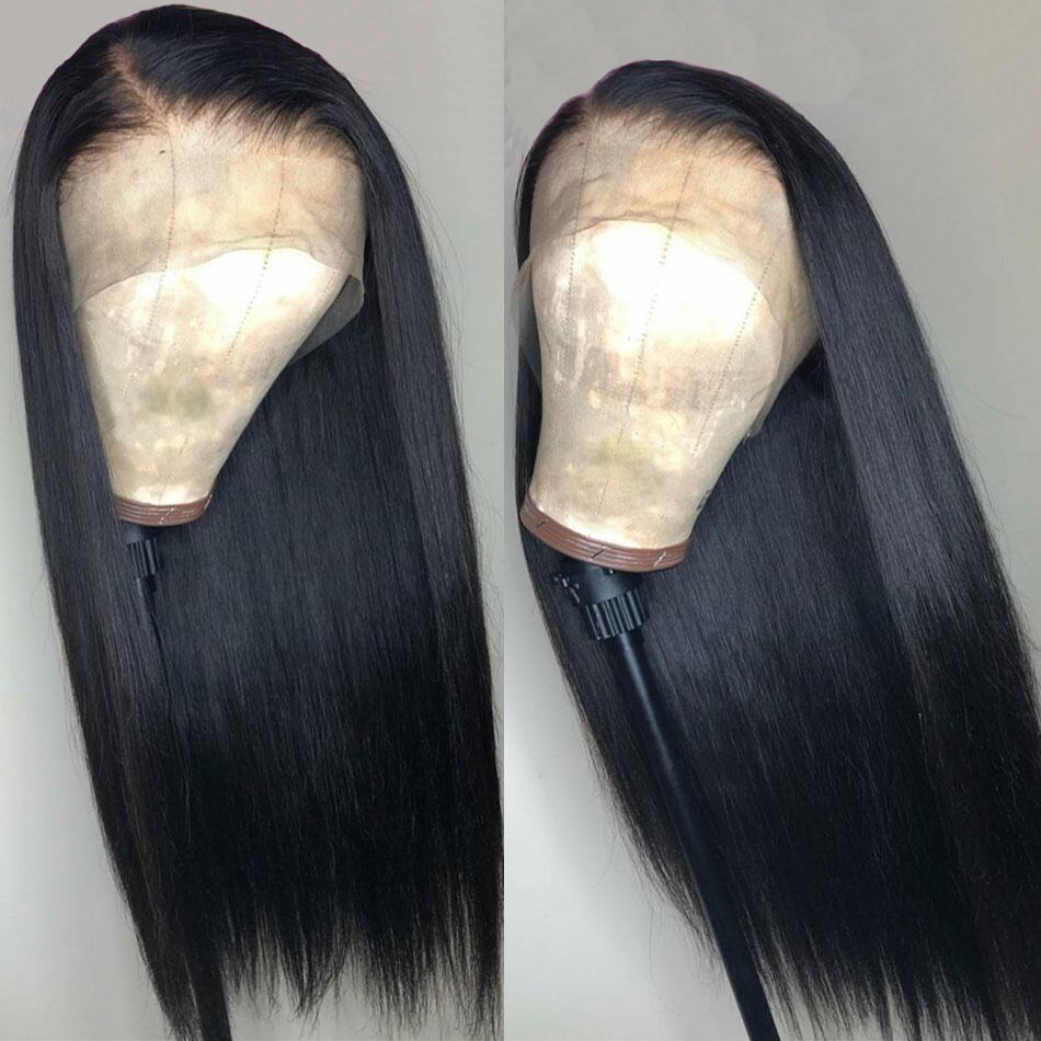 Lace Front Human Hair Wigs Straight Brazilian Natural Color Frontal Wig For Black Women