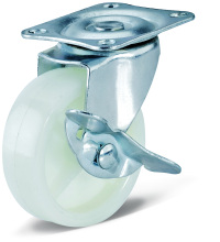 Light Duty Brake Rubber Casters Threaded Stem