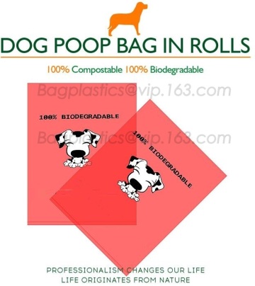 Biodegradable plastic clean pet poop bag, dog poop bags in roll, Compostable plastic cornstarch dog poop bag with certificate