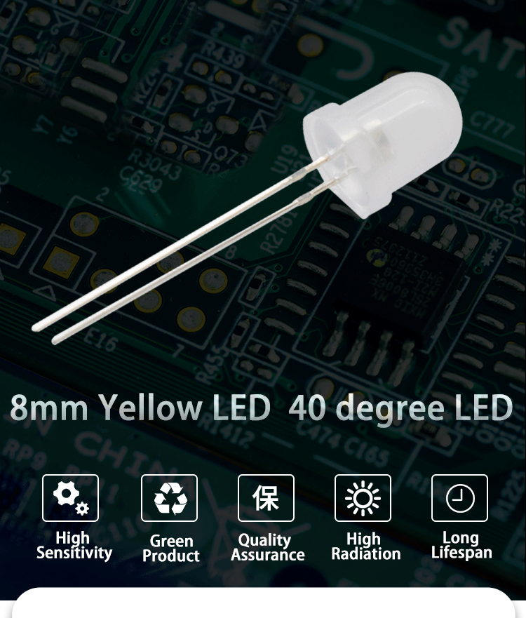 8mm Diffused LED Yellow 590nm