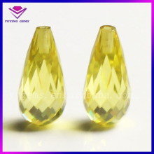 Crystal Clear Yellow Created CZ Customized Faceted Teardrop Cubic Zirconia Stones
