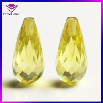Crystal Clear Yellow Created CZ Customized Faceted Teardrop Cubic Zirconia Stones