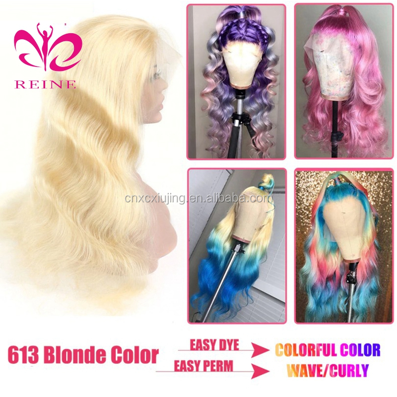 Reine 13x4 Lace Frontal 613 Straight  Wigs 613 Blonde Malaysian Lace Front Human Hair Wigs Blonde 613 Short Bob Lace Wigs