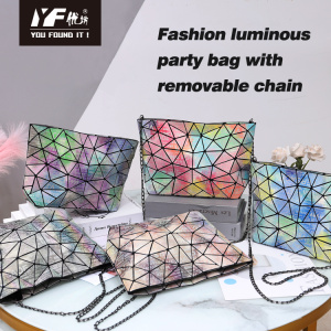 Fashion luminous party bag with removable chain