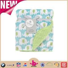Elephant design soft material plush with faux lambswool or fur 100% polyester fleece blanket factory china blanket