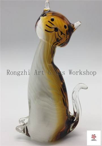 Cute Sitting Cat Glass Sculpture