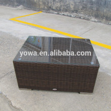 SQUARE WICKER TEMPERED GLASS COFFEE TABLE