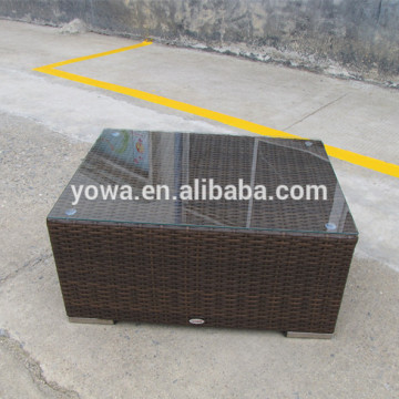 SQUARE WICKER TEMPERED GLASS COFFEE TABLE