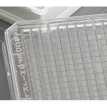 Placas de cultivo celular transparentes de 384 pocillos no tratadas