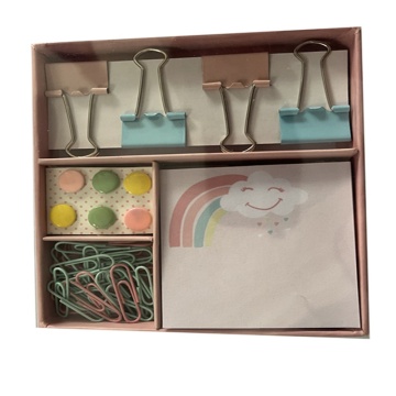 Back to School: Rainbow Set with Binder Clips, Pins, Sticky Notes, and Paper Clips