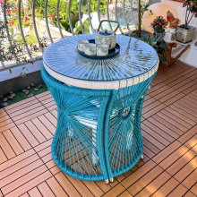 Colorful Outdoor Garden PE Rattan Balcony Table Set