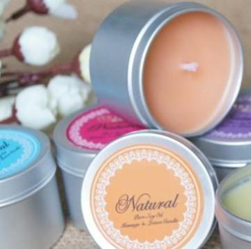 Aromatic soy wax candles--non toxic with cotton wick in tin