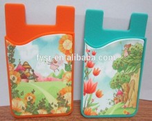 Newly 3M sticker silicone mobile phone silicone credit card holder with screen clearner for advertising giftaways