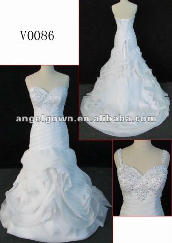 magnificent beaded satin wedding gown without sleeves