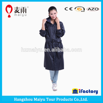 polyester fashion ladies long raincoat