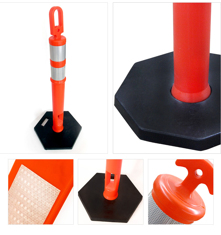 Highly Visible Road Safety Flexible Traffic Barrier Soft Delineator Warning Post, T Top Style Warming Post