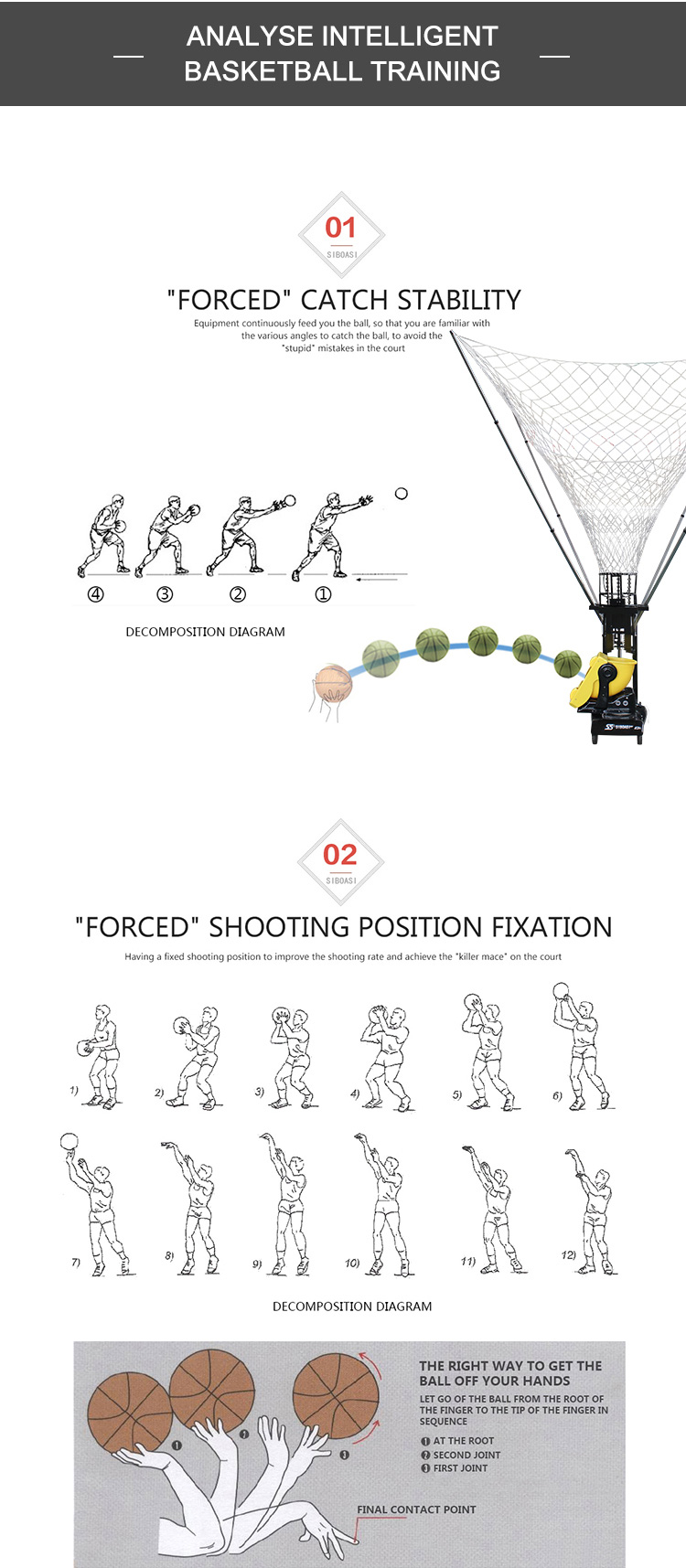 Nuovo dispositivo di allenamento per pallacanestro indoor Durable basket machine