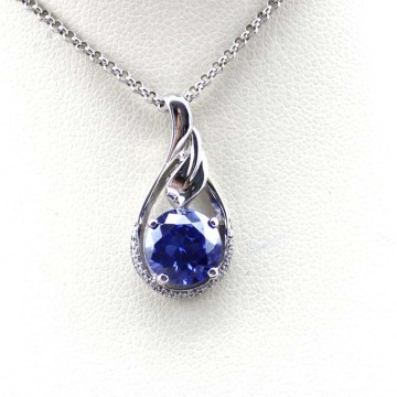 925 Silver Tanzanite Cubic Zircon Stones Pendant Necklace