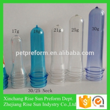 preforms of PET with plastic lids
