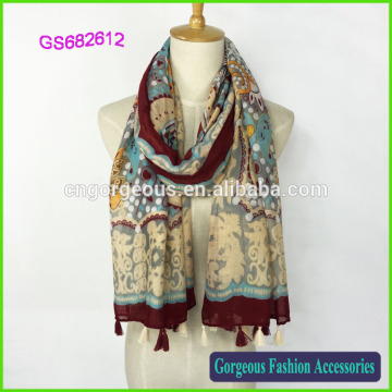 Cheap cashew nut printing hijab scarf guangzhou cotton arab scarf