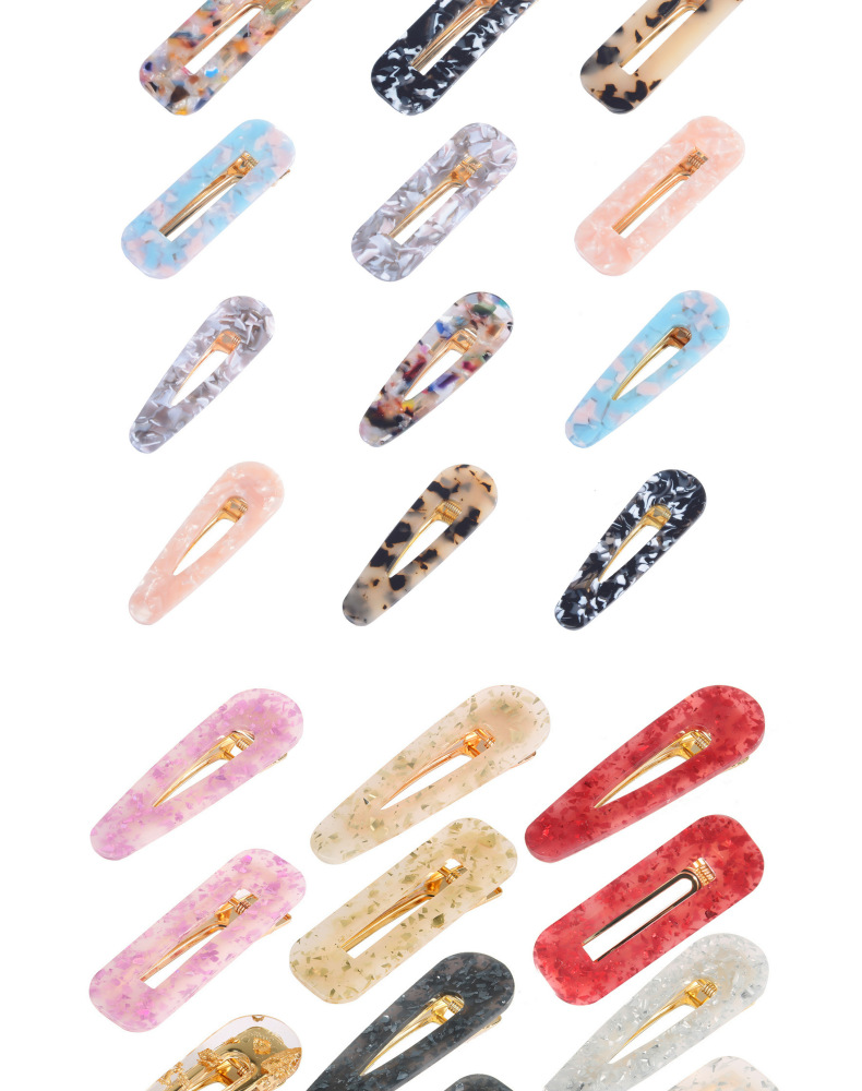 Korean hair clip acetate popular colorful candy color drop hairpin acrylic acetate hair clip 7-pcs hair pin set