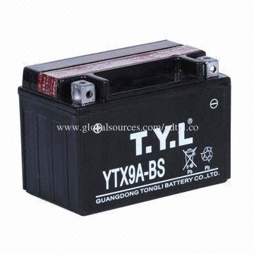 Motorcycle battery with 12V/9Ah, modeled as YTX9-BS