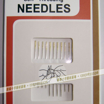 hand sewing needles self threading needles with golden tail 38mm