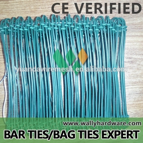 high quality professional factory pvc vinyle plastic coated yellow green double loop wire ties/bag sack bar ties/tie wire