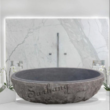 Oval black natural stone bathtub for sale
