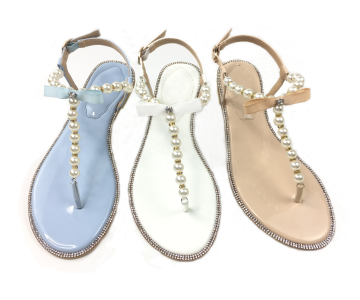 T-Strap Pearl Ballet Flat Sandals