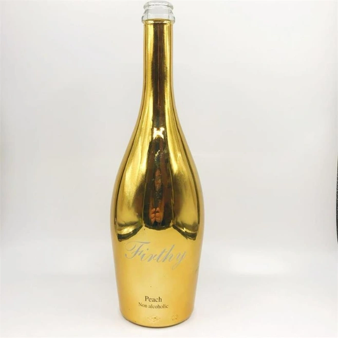 Manufacturer Customized 750ml Champagne Bottle, Electroplated Champagne Glass Bottle