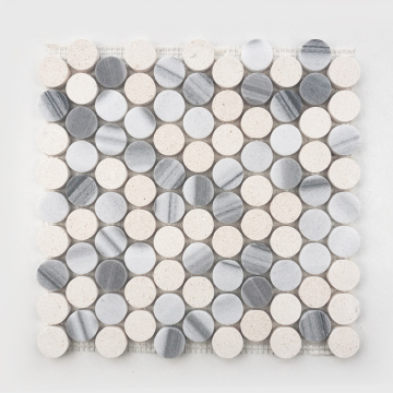 Modern yeni zanaat mermer mozaik kuruş duvar karoları