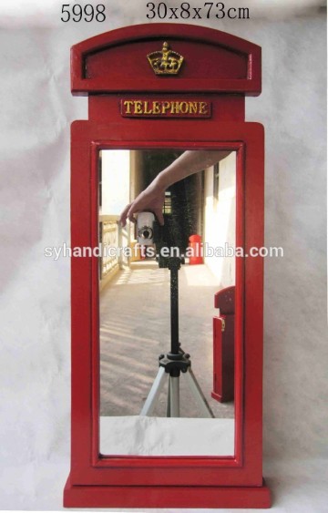 mirror key holder for wall, Red London telephone booth shape Key Holder, custom key box