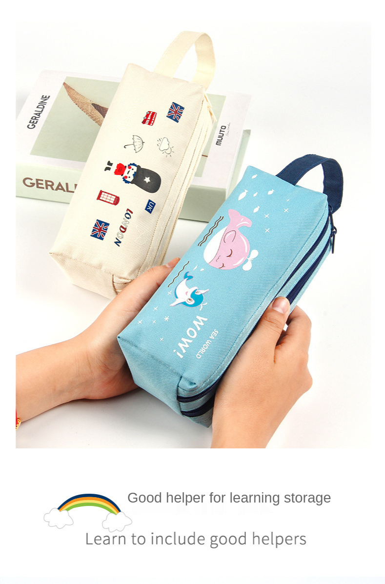 Pencil Case Simple Large-capacity Customized Portable Zipper Portable Stationery Bag for Primary School Students