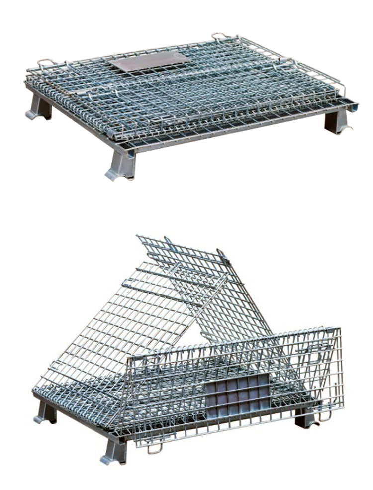 Galvanized foldable collapsible metal steel storage welded wire mesh cage