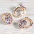 Anillos de cristal Drusy ovalados naturales color oro 18k